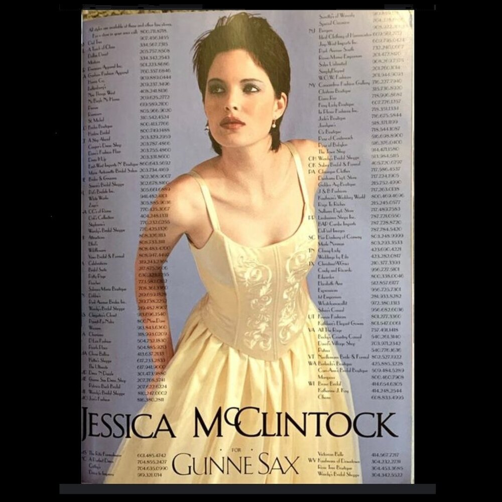 Vintage Jessica McClintock for Gunne Sax Butter yellow corset gown size 13 - Picture 2 of 13